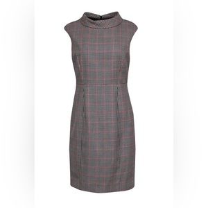 Brooks Brothers - Black, White & Red Houndstooth Wool Sheath Dress - Sz 12